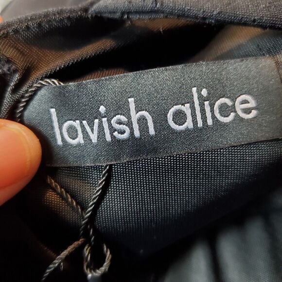 LAVISH ALICE One Shoulder Bardot Neck Asymmetric WRAP DRESS Sz 2 - Picture 5 of 8